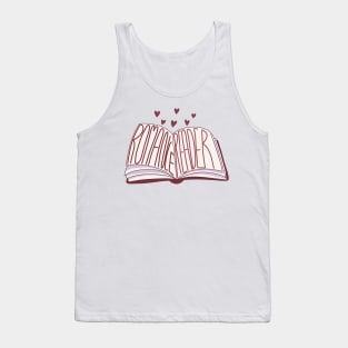 Romance reader open book with red hearts Tank Top